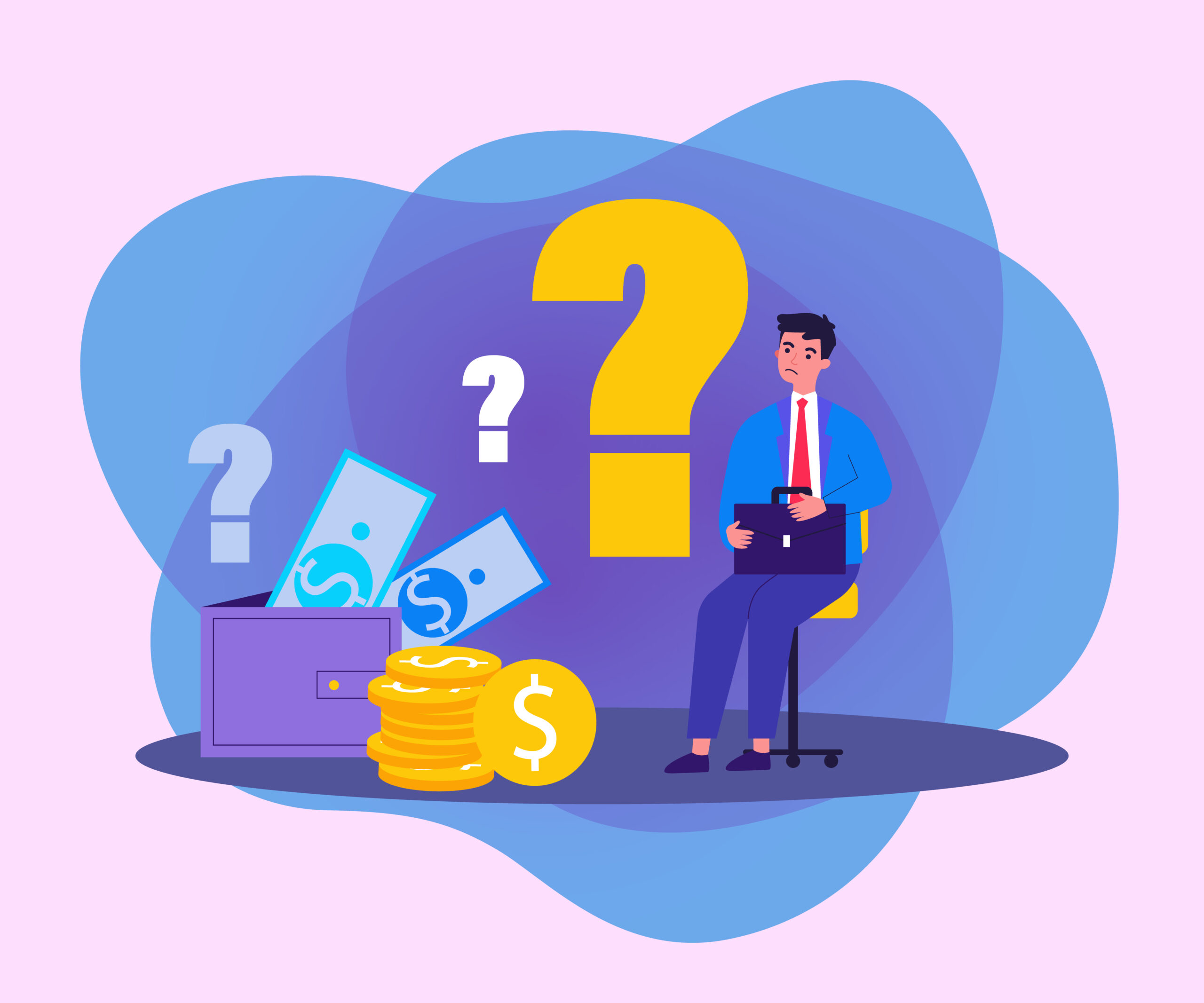 Vector illustration of a Canadian small business owner considering bookkeeping services in Canada for financial management