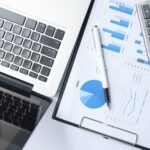 Organized workspace showing QuickBooks usage for bookkeeping