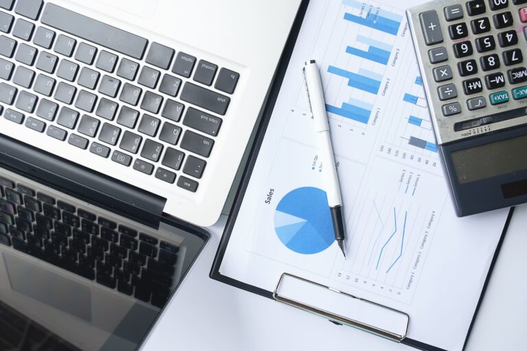 Organized workspace showing QuickBooks usage for bookkeeping