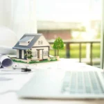 Desk showing real estate setup