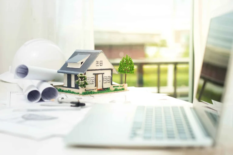 Desk showing real estate setup
