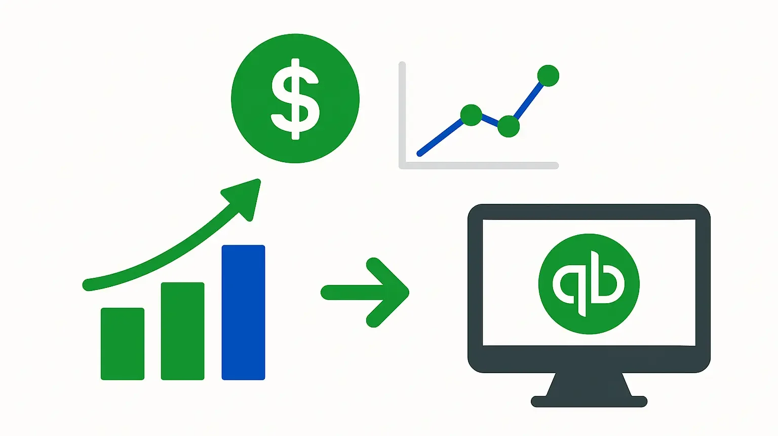 An illustration showing Business growth using QuickBooks